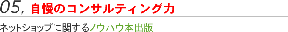 自慢のコンサルティング力：⑤	ネットショップに関するノウハウ本出版
